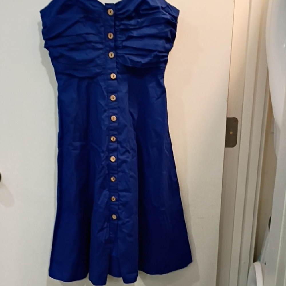 Lulu's Royal Blue Button-Front Dress